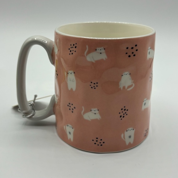 Bella Ceramic Mug Pink With White Cats - Picture 3 of 8